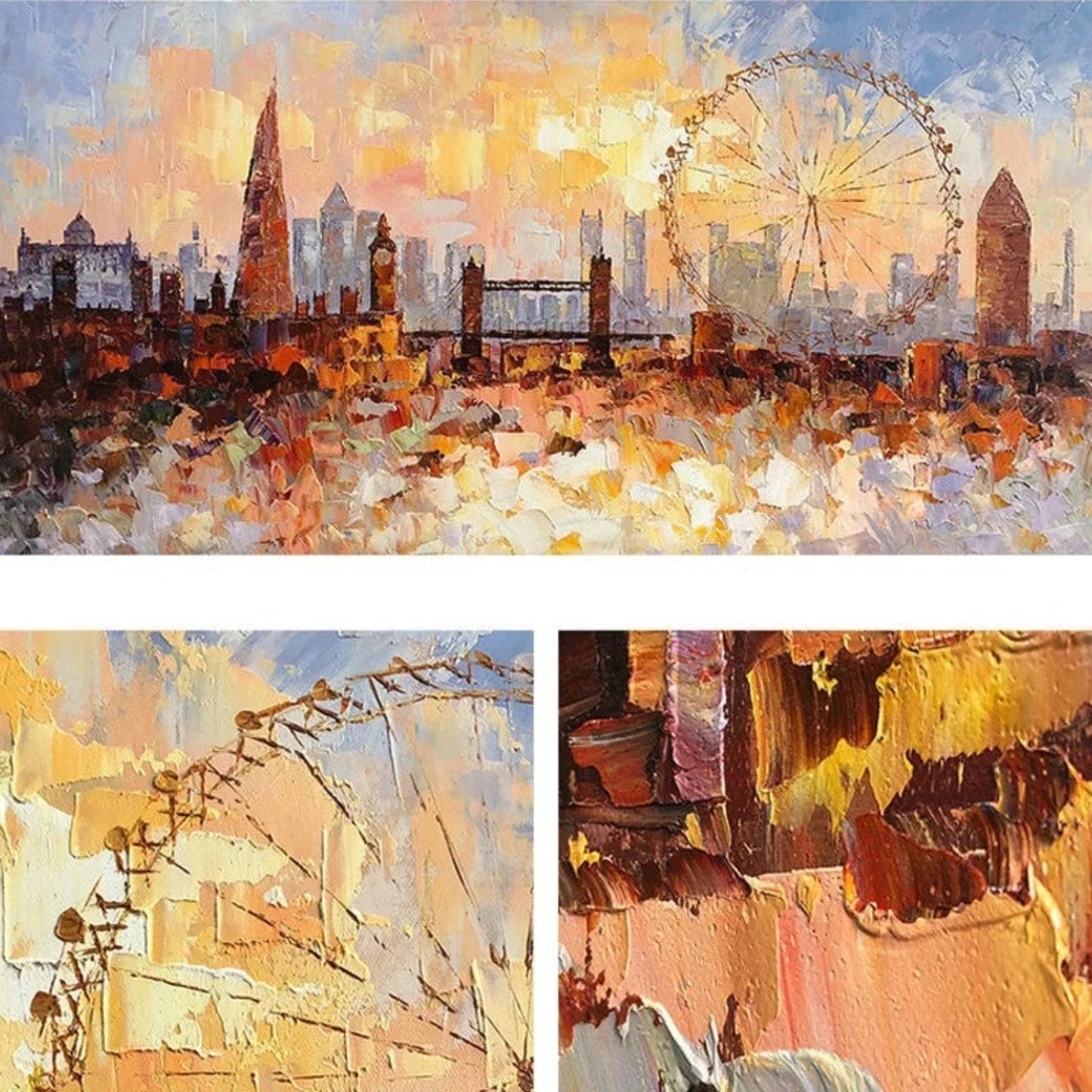 Skyline London Cityscape 3D Knife Texture Painting