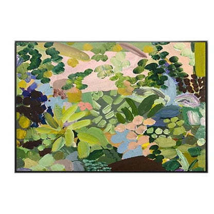 Abstract Green Textured Garden Leaves Oil Painting