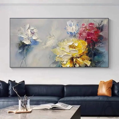 Original Colourful Blossom Roses Palette Knife Art