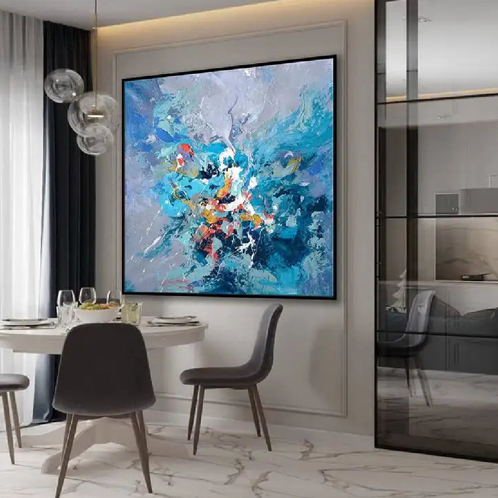 Abstract Blue 3D Textured Deep Sea Modern Painting