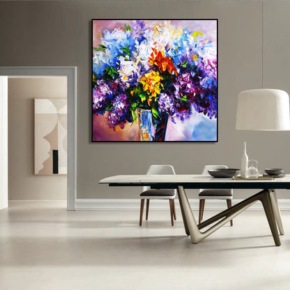 Vivid Colourful Impasto Flowers Textured Modern Painting