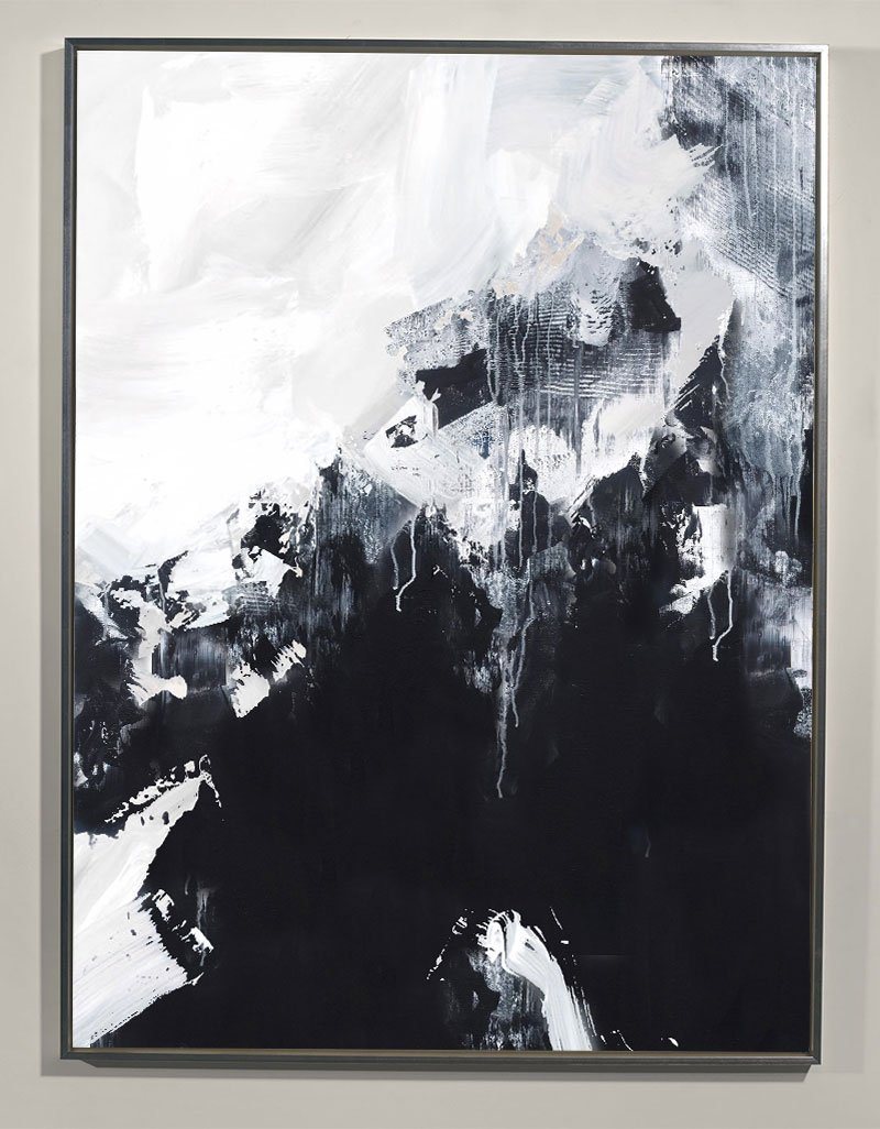 Black And White Abstract Oil Painting #ABAV07