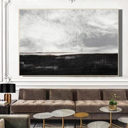 Abstract Black Skyline Sea Nordic Minimalism Art