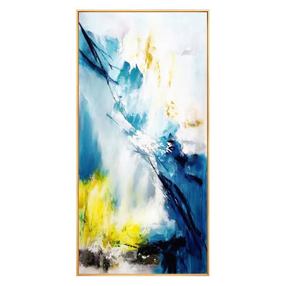 Abstract Blue White Tie Dye Textured Oil Painting