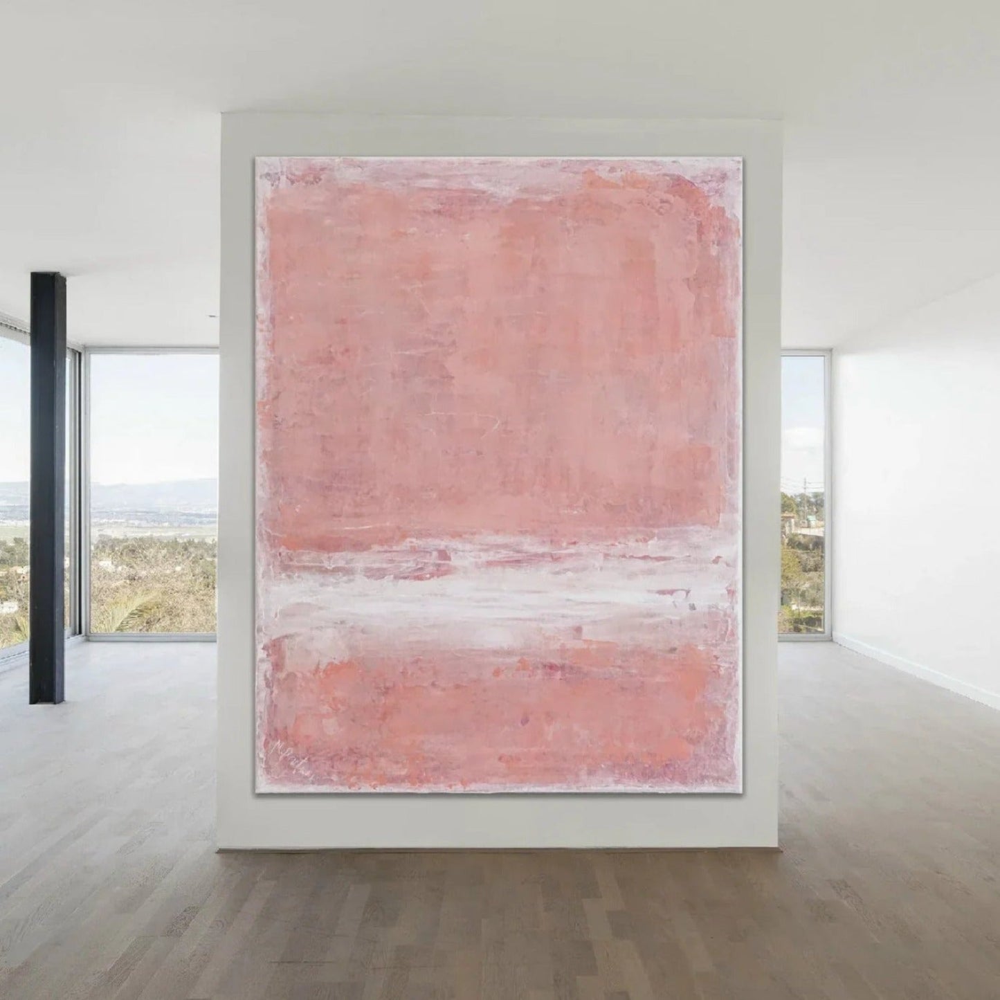 Abstract Blush Pink Minimalist Textured Artwork