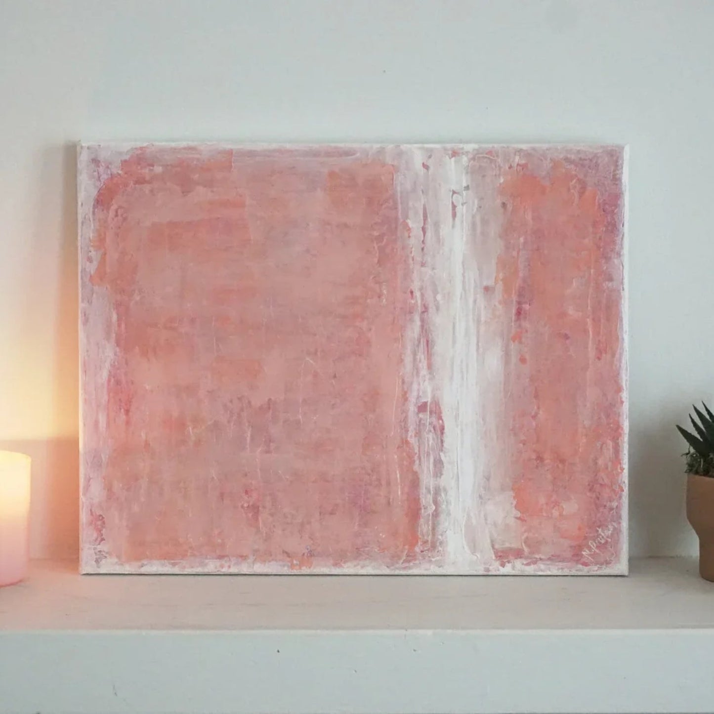 Abstract Blush Pink Minimalist Textured Artwork