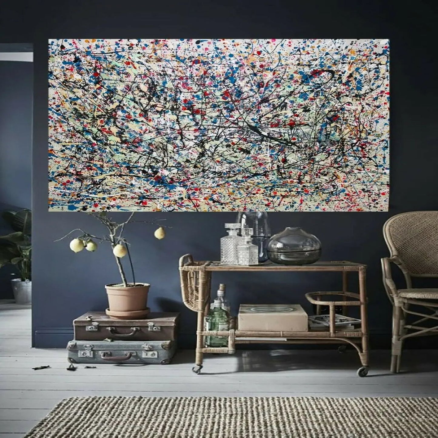 Abstract Colourful Jackson Pollock Style Replica Painting