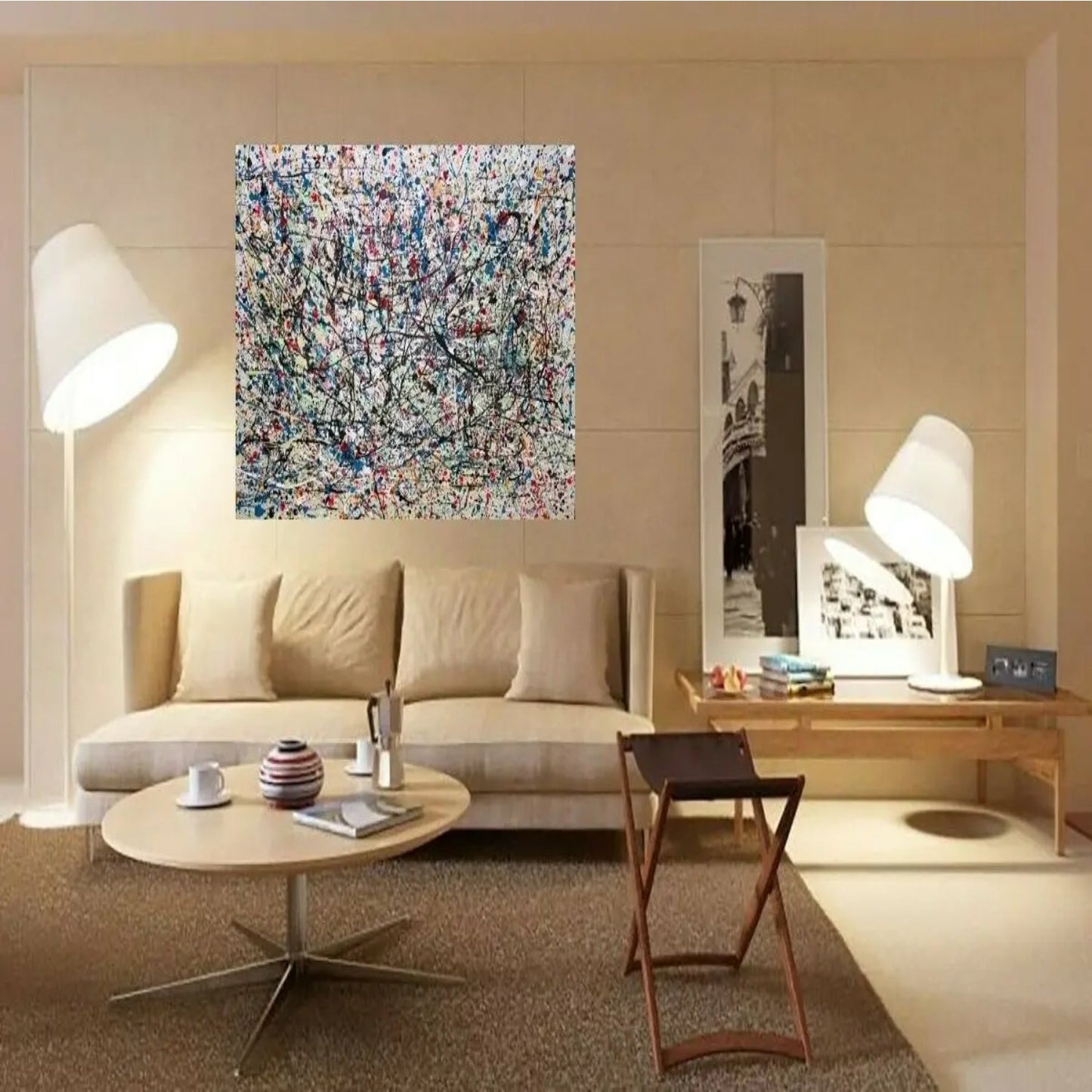 Abstract Colourful Jackson Pollock Style Replica Painting