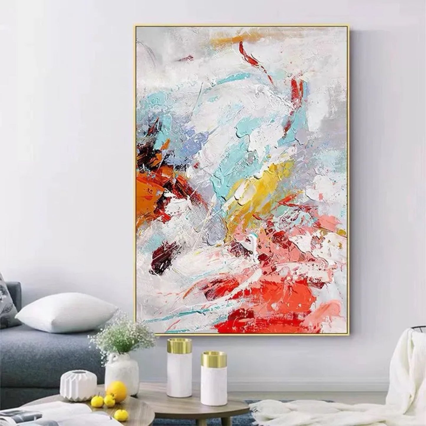 Abstract Colourful Palette Knife Textured Modern Painting