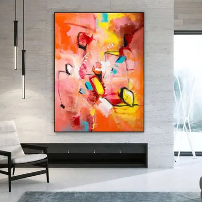 Abstract Enhancing Orange Acrylic Oil Painting