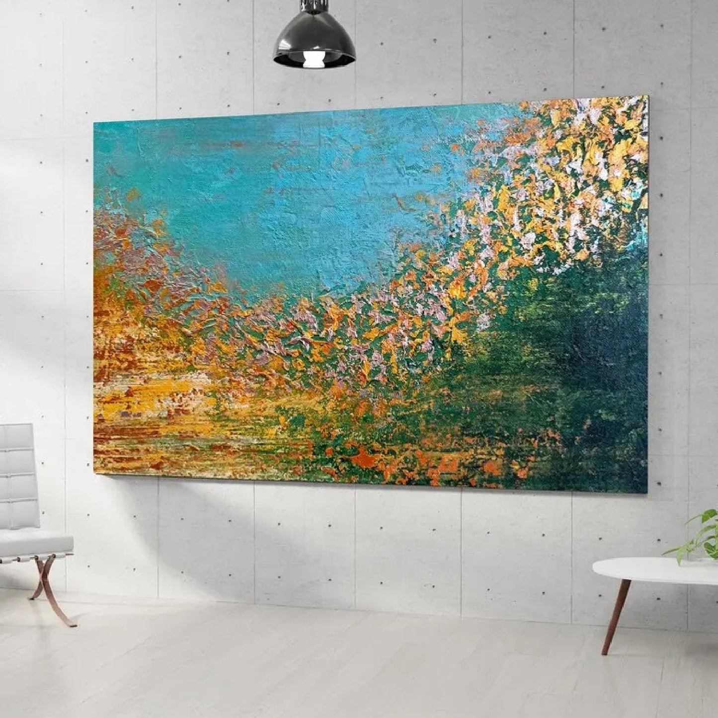 Abstract Gold Foil Beach Contemporary Oil Painting