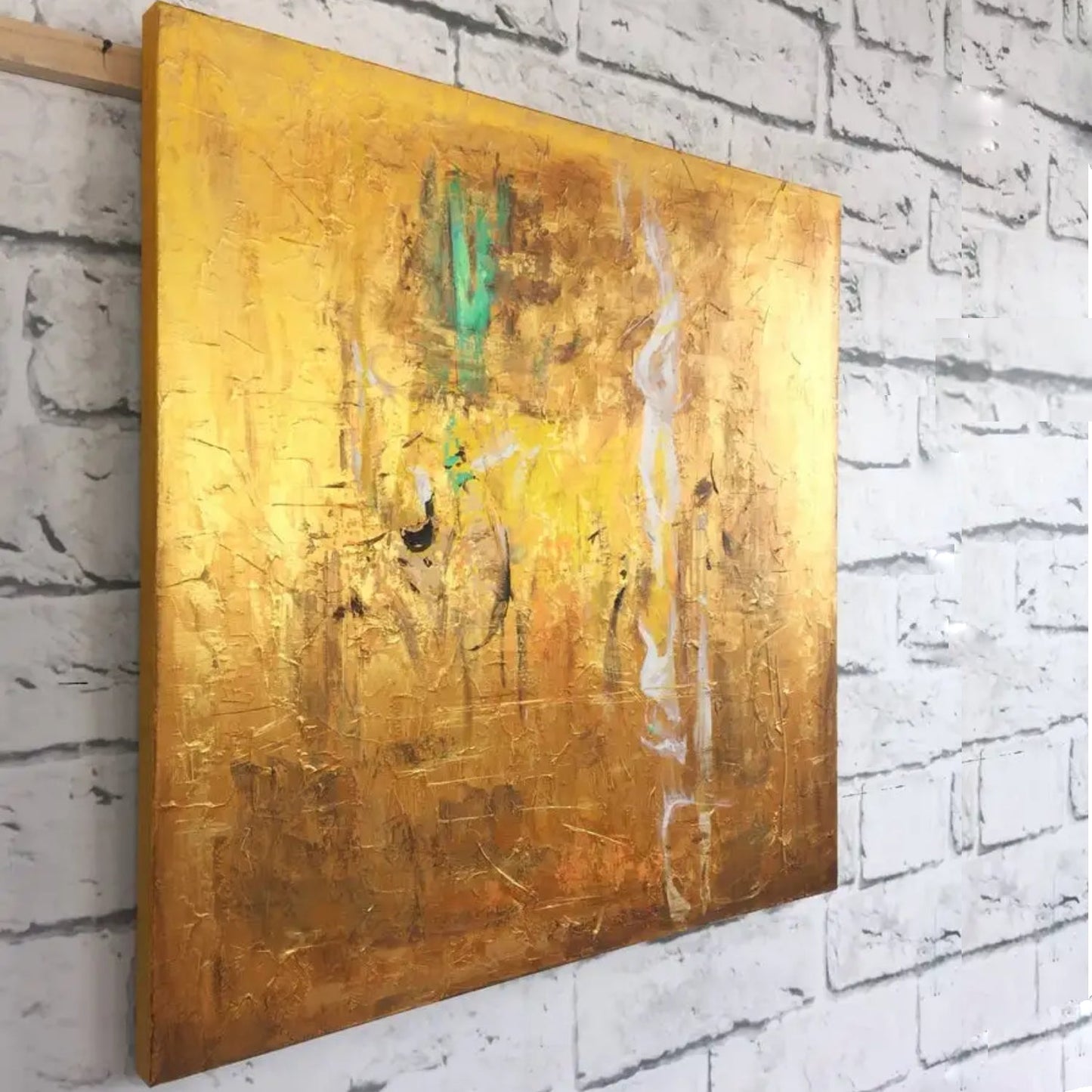 Abstract Gold Foil Texture Metallic Wall Artwork