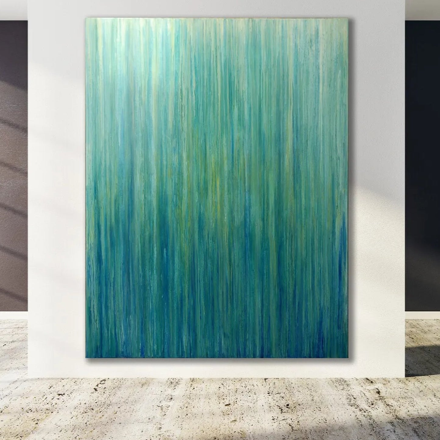 Abstract Green Brushstrokes Minimal Textured Art