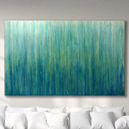 Abstract Green Brushstrokes Minimal Textured Art