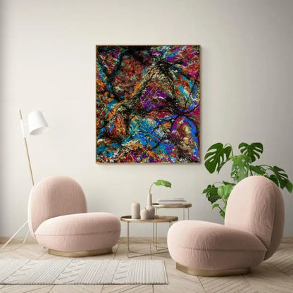 Abstract Rainbow Explosion Artwork Resembling Pollock's Style