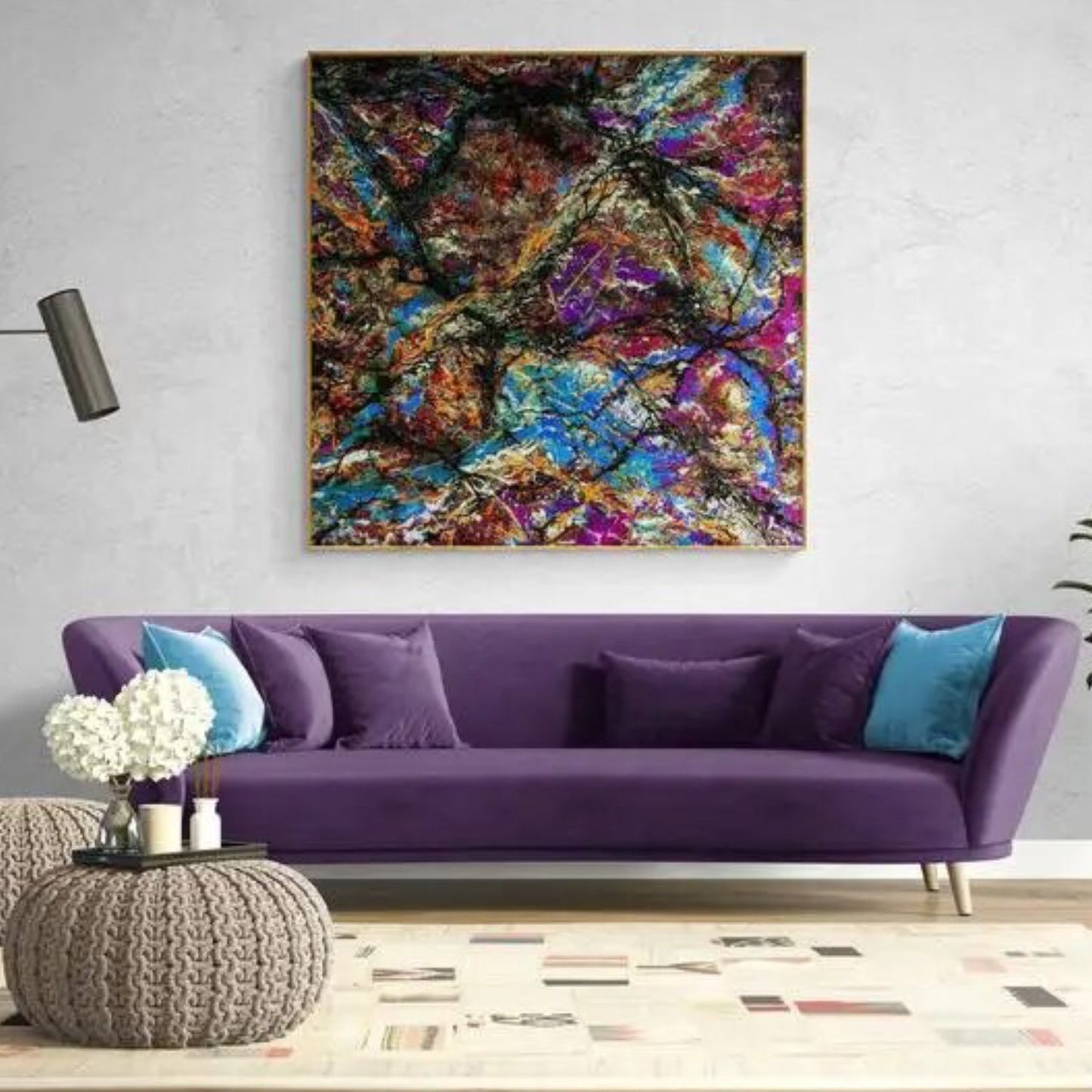 Abstract Rainbow Explosion Artwork Resembling Pollock's Style