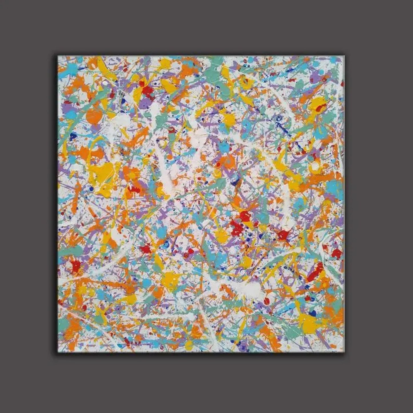 Abstract Rainbow Splashes Canvas Contemporary Art