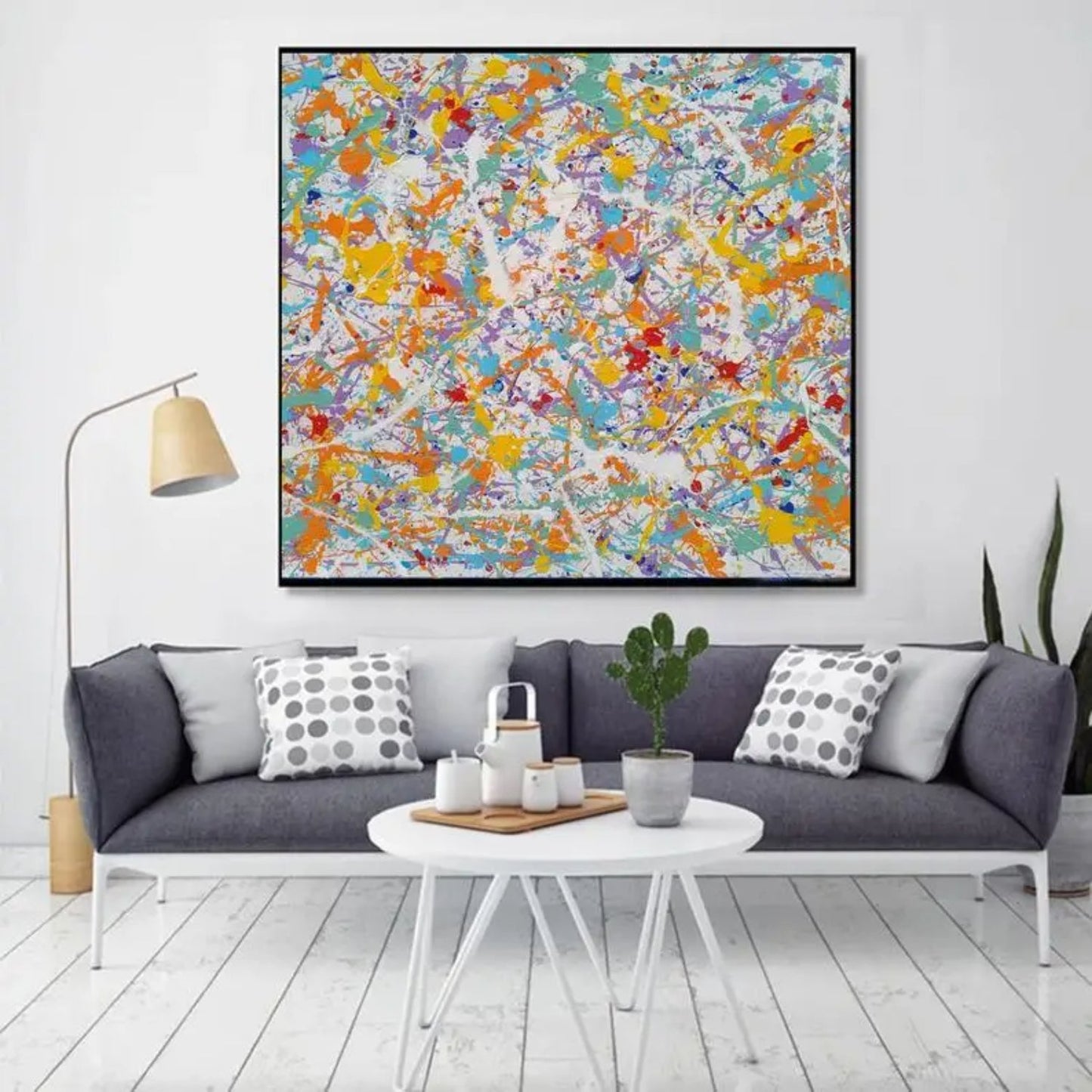 Abstract Rainbow Splashes Canvas Contemporary Art