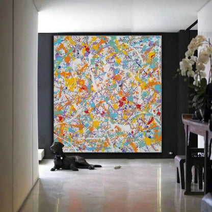 Abstract Rainbow Splashes Canvas Contemporary Art