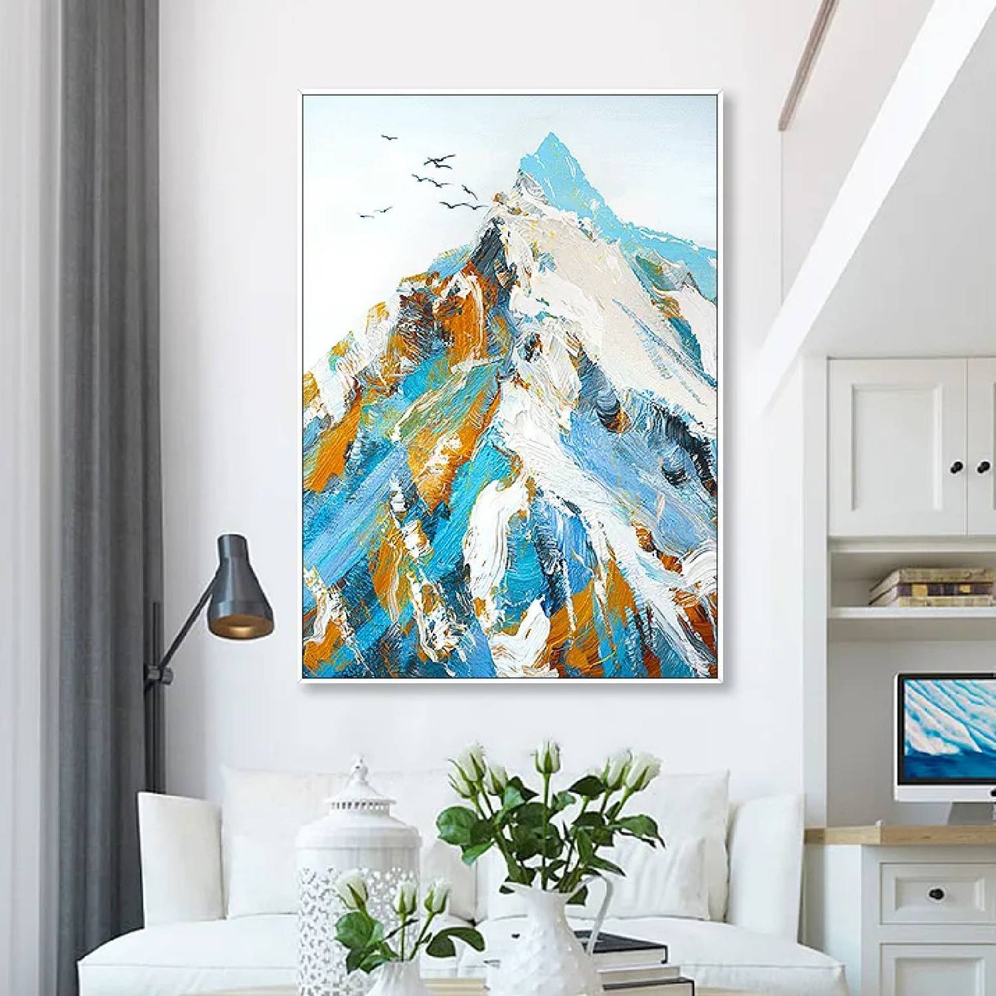 Abstract Snow Mountain Peak Palette Knife Painting