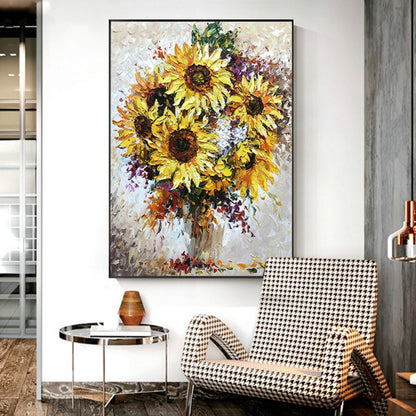 Abstract Sunflowers Bouquet Palette Knife Painting