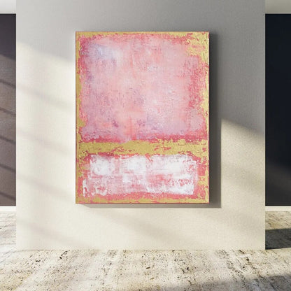 Acrylic Blush Pink Custom Gold Textured Painting