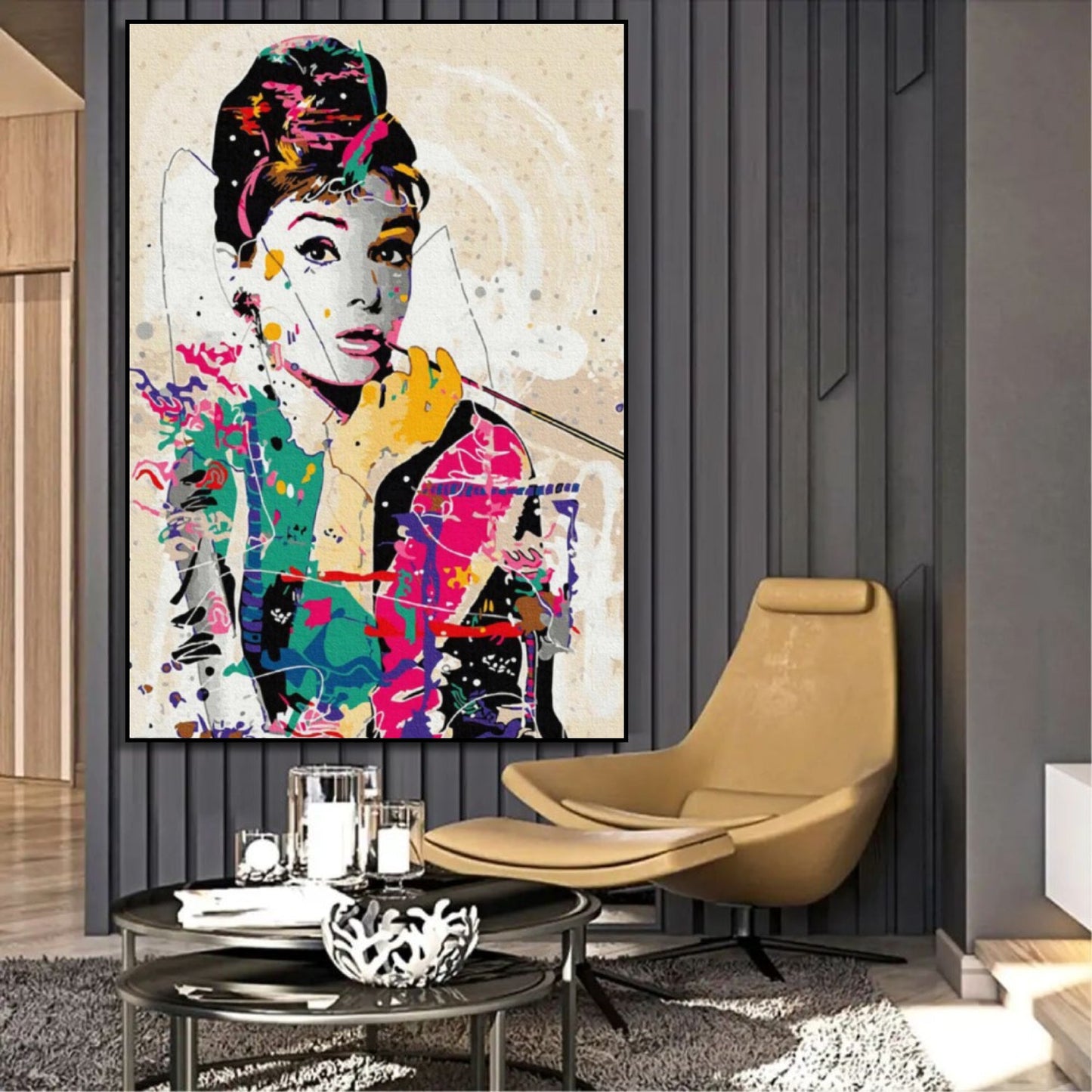 Acrylic Fashion Icon Audrey Hepburn Pop Art Painting