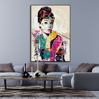 Acrylic Fashion Icon Audrey Hepburn Pop Art Painting