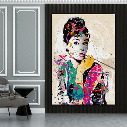 Acrylic Fashion Icon Audrey Hepburn Pop Art Painting