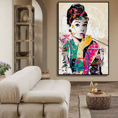 Acrylic Fashion Icon Audrey Hepburn Pop Art Painting