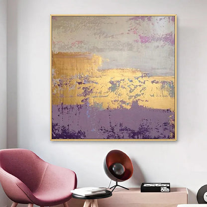 Acrylic Gold Purple Abstract Textured Painting