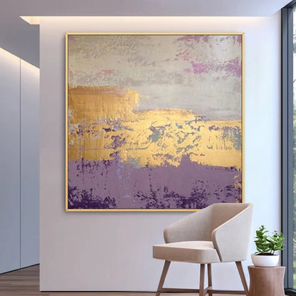 Acrylic Gold Purple Abstract Textured Painting