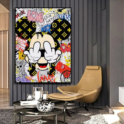 Acrylic Playful Mickey Mouse Graffiti Pop Art Painting