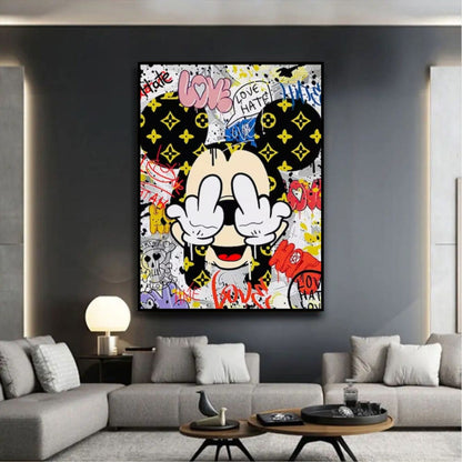 Acrylic Playful Mickey Mouse Graffiti Pop Art Painting