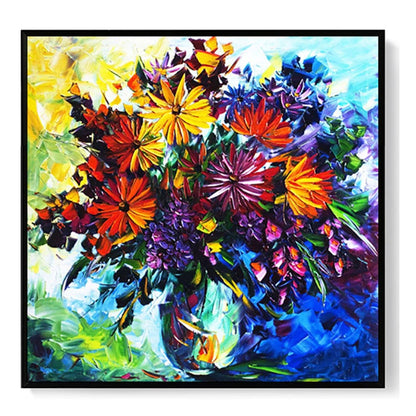 Acrylic Radiant Flower Bouquet Impasto Wall Hanging Art