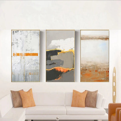 Aesthetic Grey Mural Set of 3 Home Decor Wall Painting