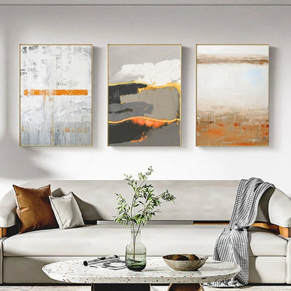 Aesthetic Grey Mural Set of 3 Home Decor Wall Painting