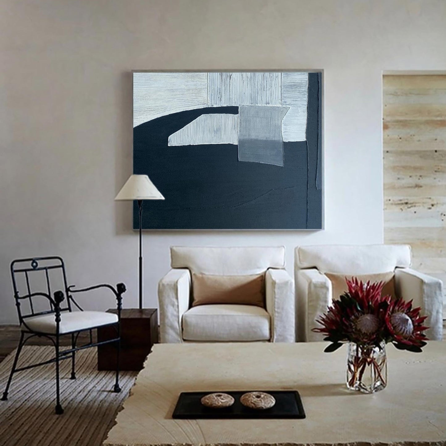 Black And Grey Abstract Painting #ABAH78