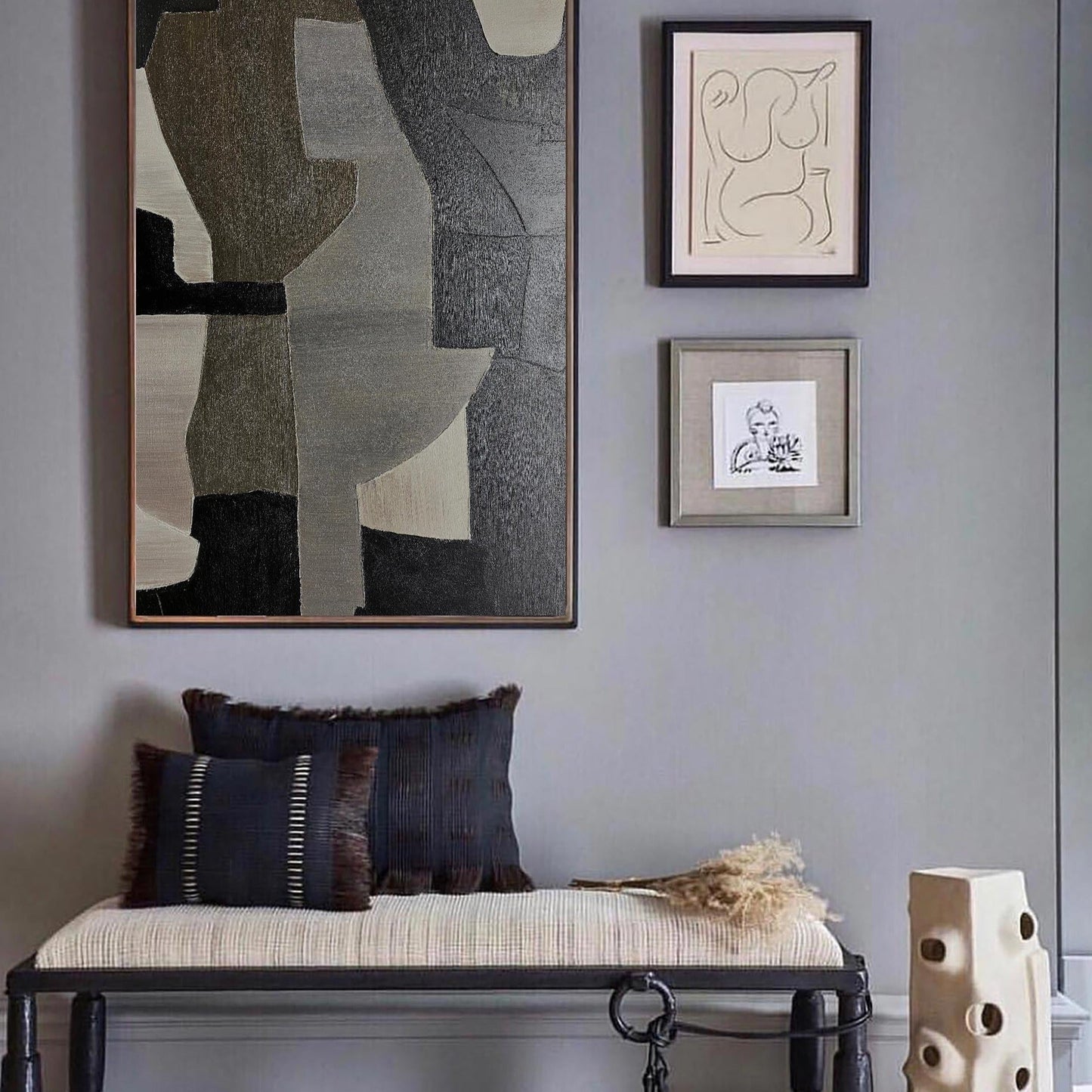 Black And Grey Abstract Painting #ABAV186