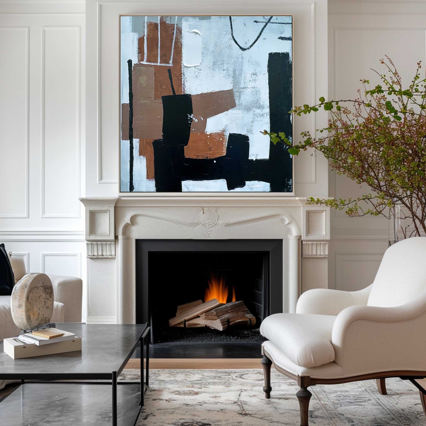 Black And Brown Abstract Painting #ABAS78