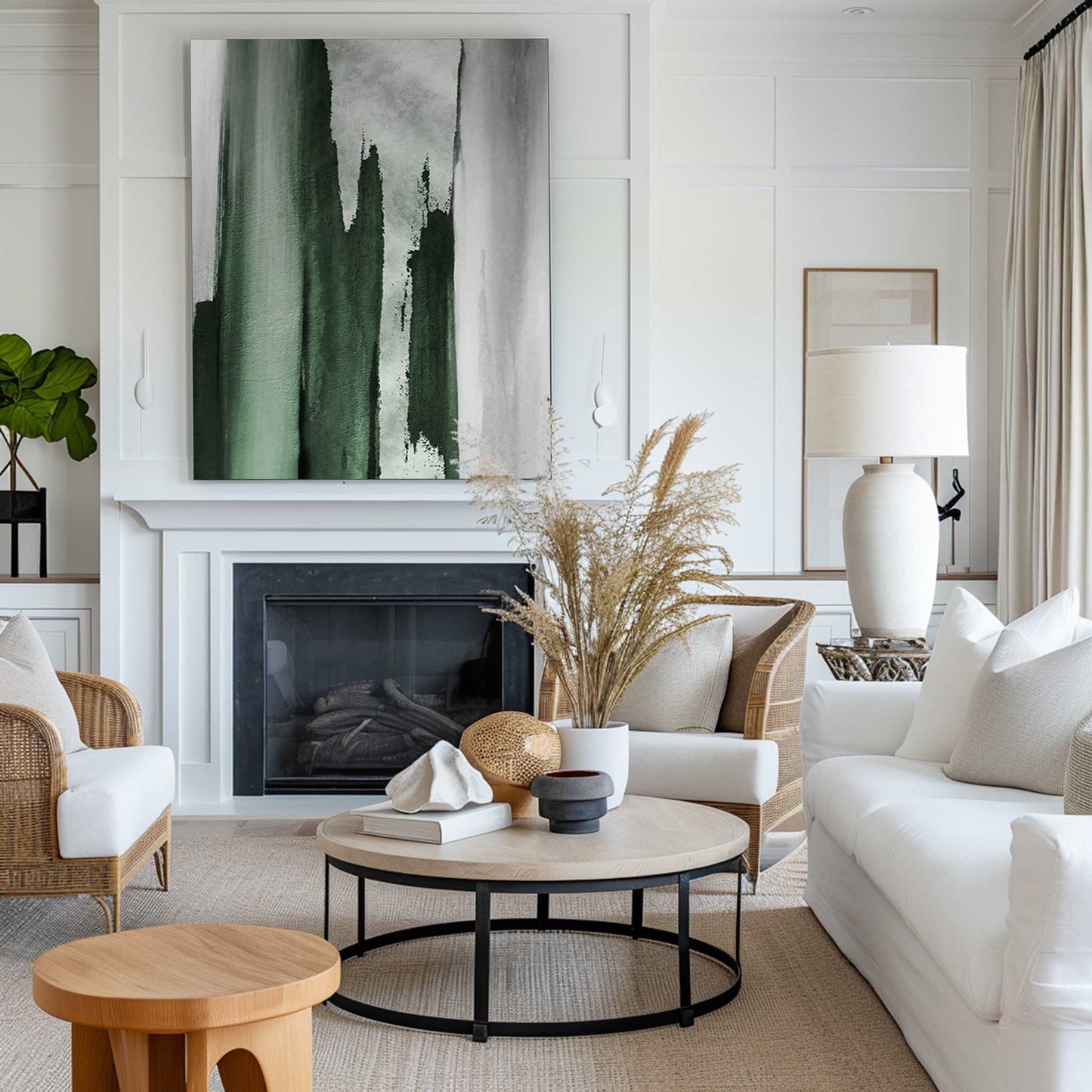 Green And Gold Abstract Painting #ABAV132