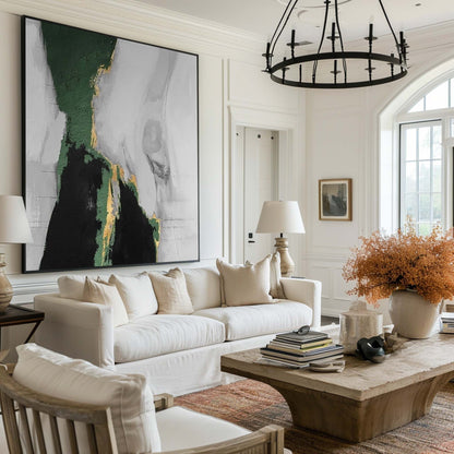 Green And Gold Abstract Painting #ABAV133