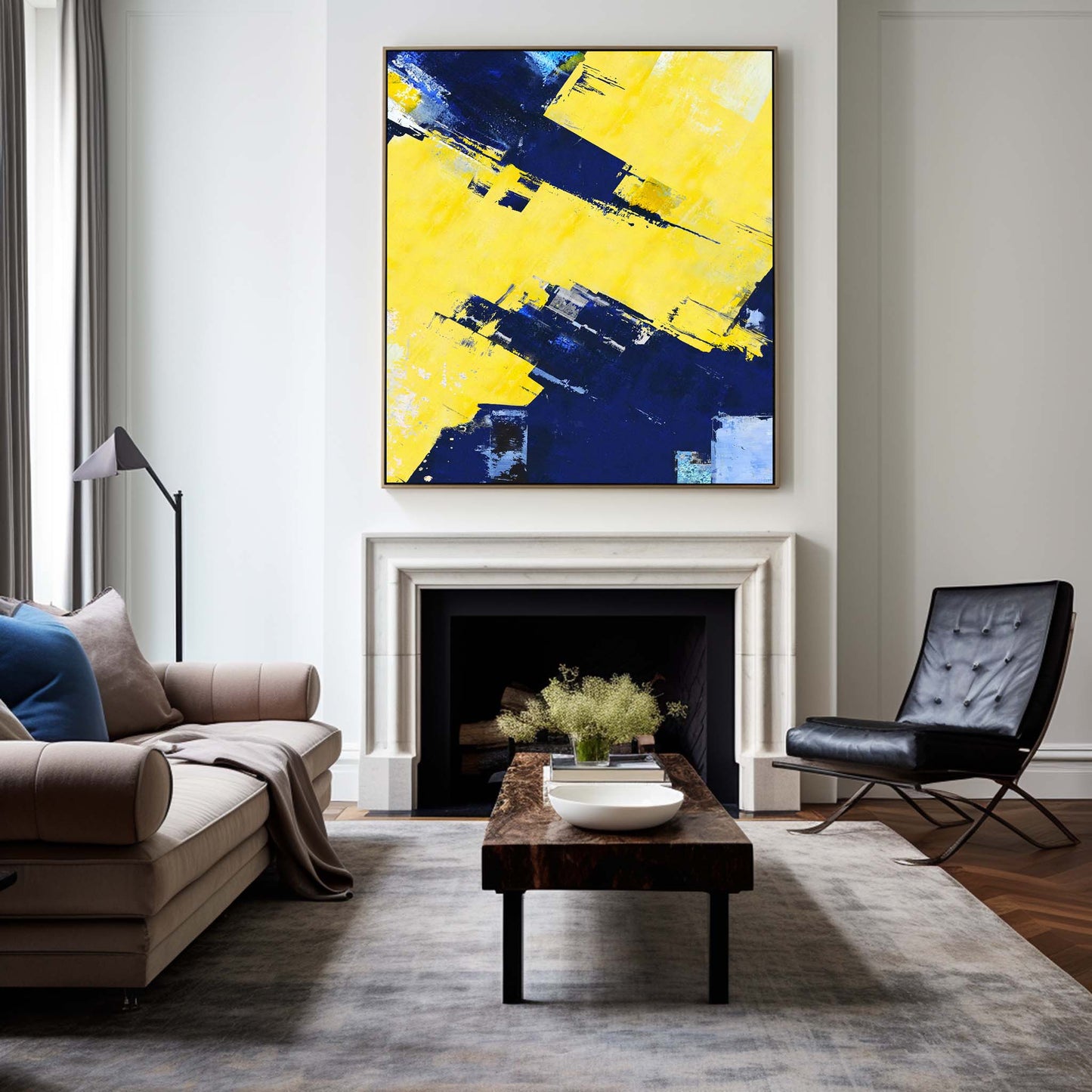 Abstract Blue Yellow Painting #ABAV14