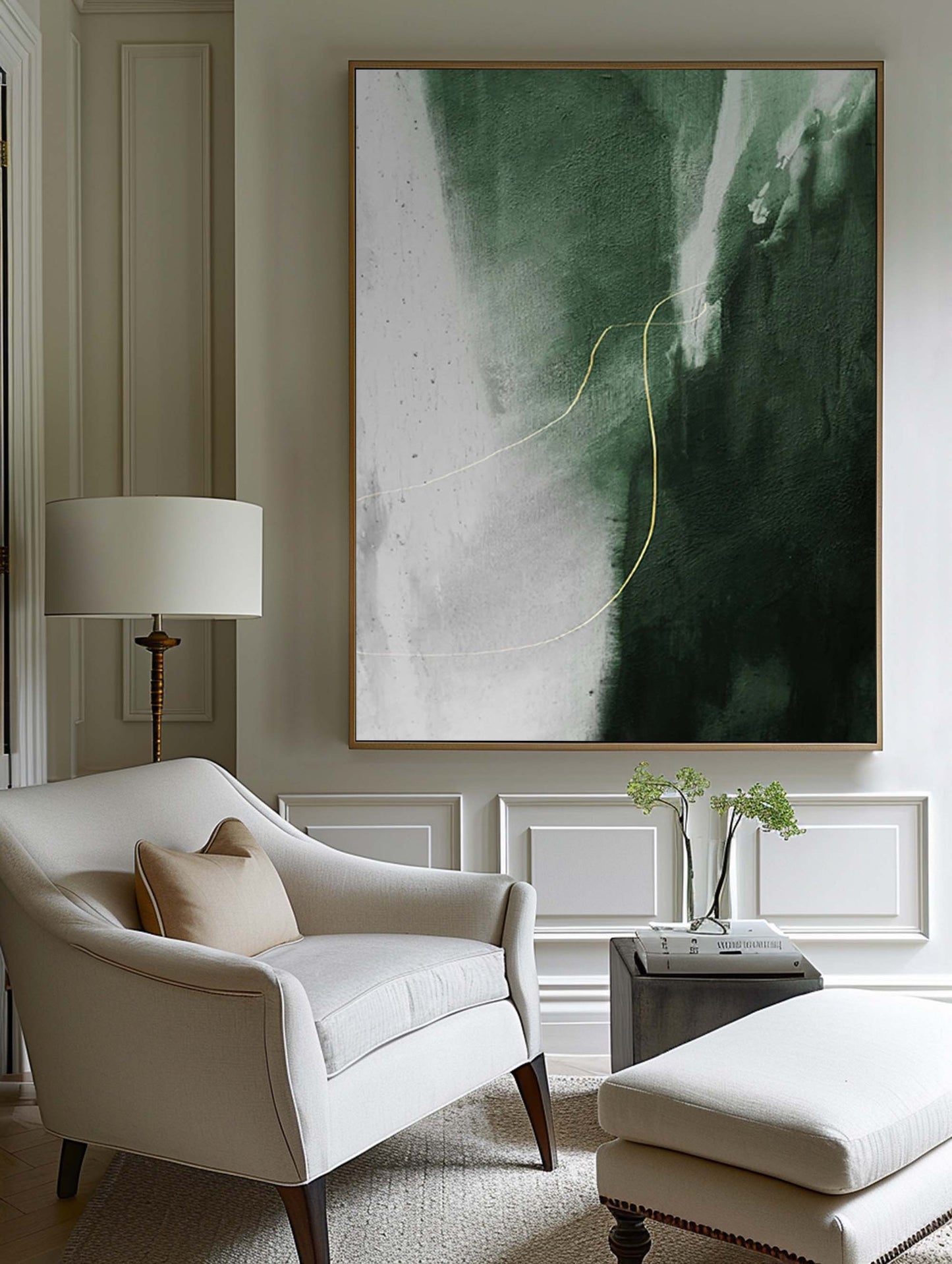 Green And Gold Abstract Painting #ABAV131