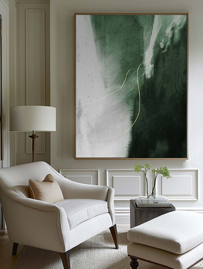 Green And Gold Abstract Painting #ABAV131