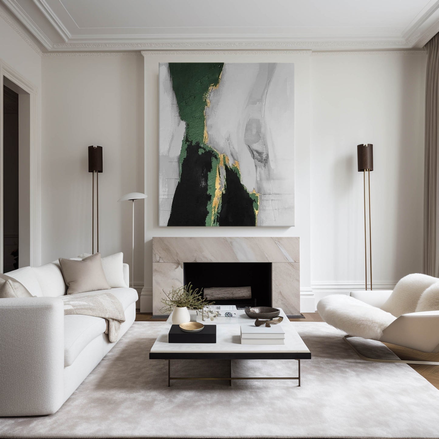 Green And Gold Abstract Painting #ABAV133