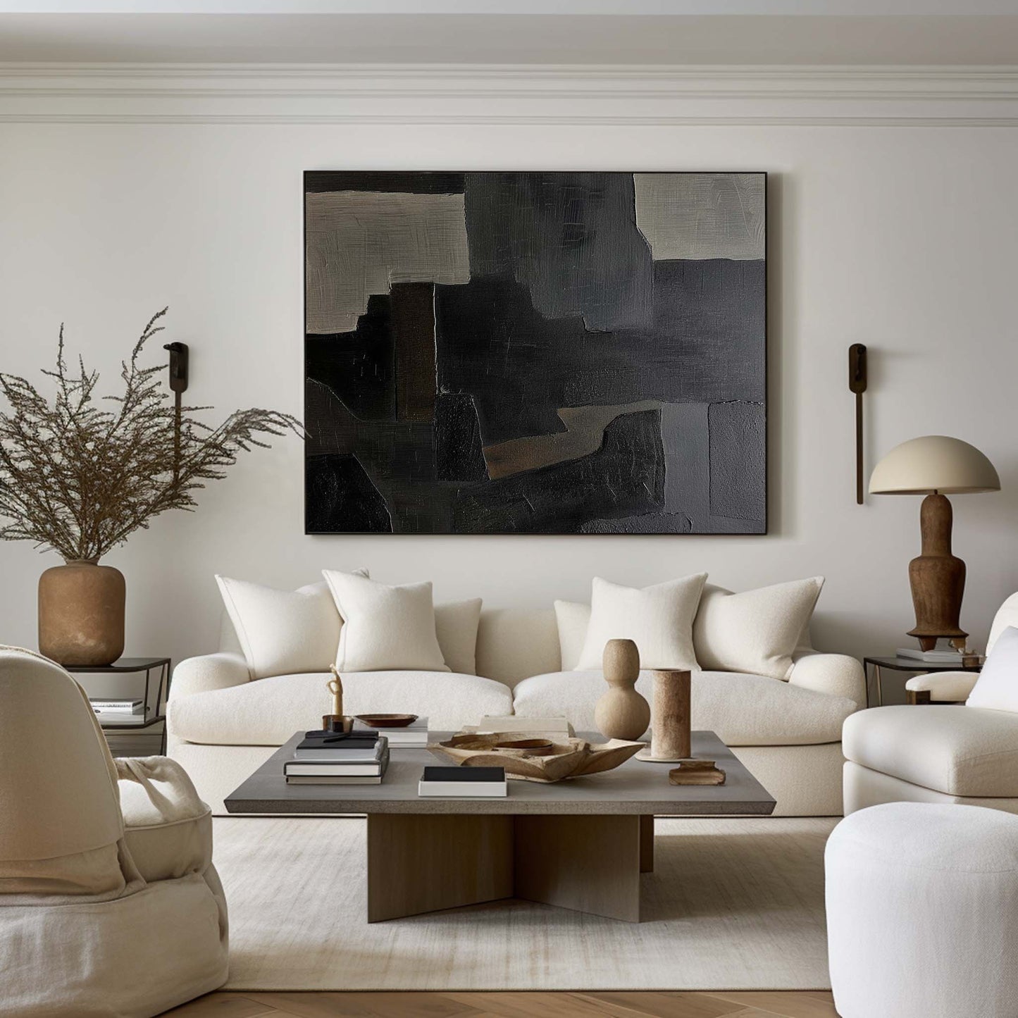 Black And Grey Abstract Painting #ABAH152