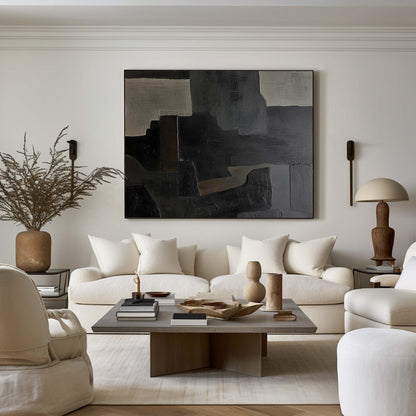 Black And Grey Abstract Painting #ABAH152