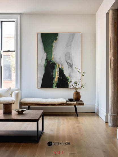 Green And Gold Abstract Painting #ABAV133