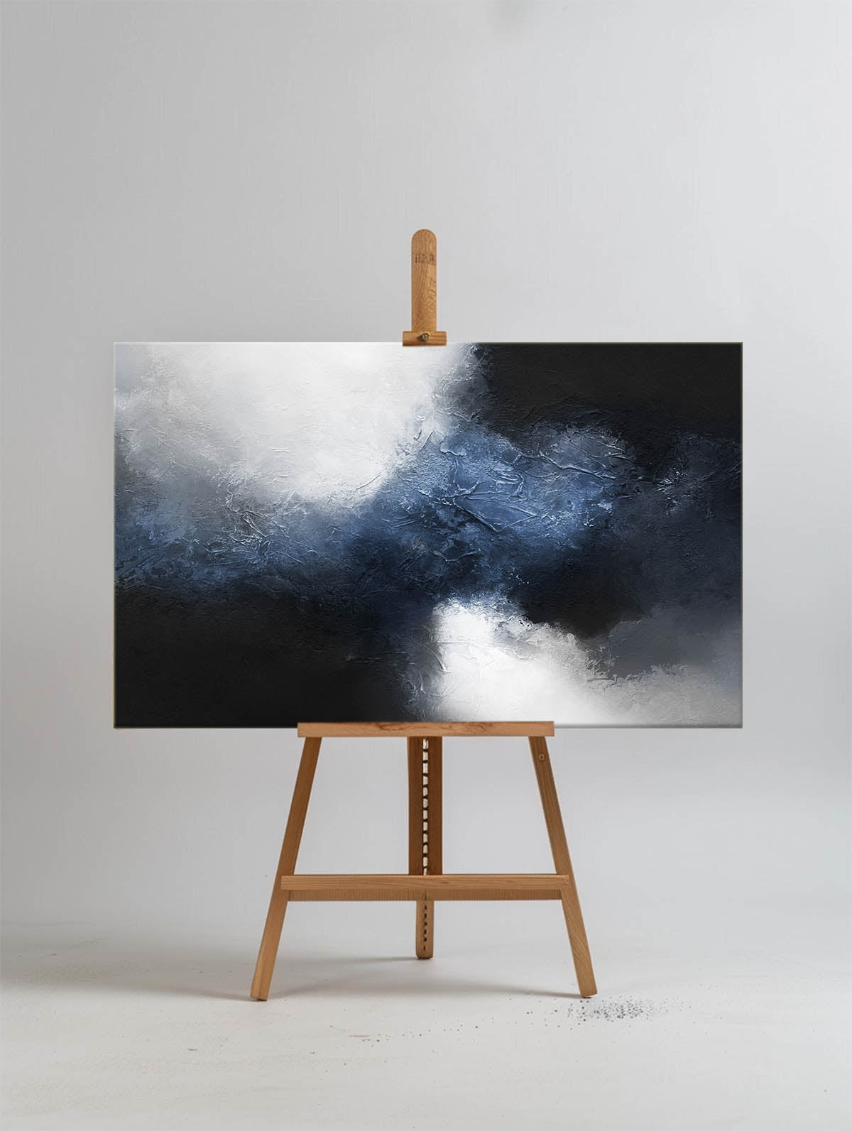 Large Dark BLue Black Abstract Art #ABAH13